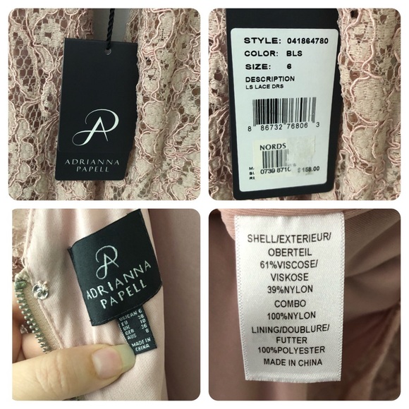 Adrianna Papell Pink Lace Long Sleeve Sheath Mini Dress sz 6 NEW romantic - Picture 3 of 13